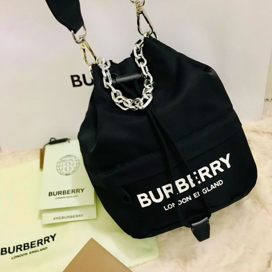 二手正品~近全新Burberry字母經典帆布/水桶包/可三背/稀缺實用款/全配(看圖看內文)誠可小議-13