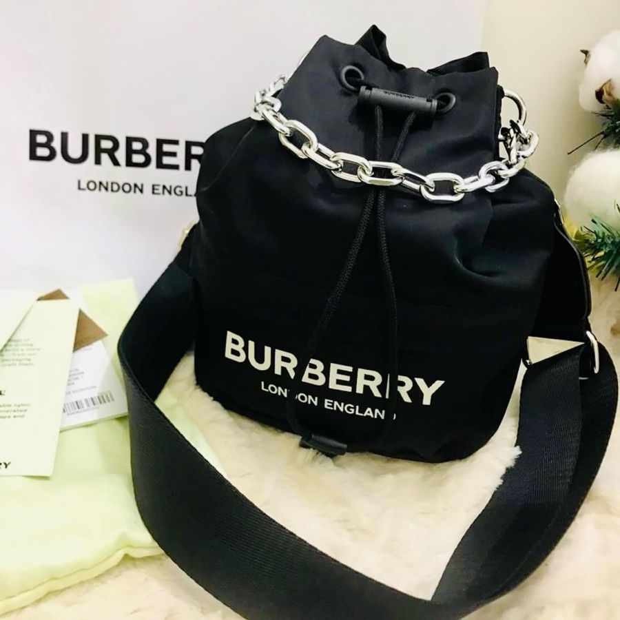 二手正品~近全新Burberry字母經典帆布/水桶包/可三背/稀缺實用款/全配(看圖看內文)誠可小議-26