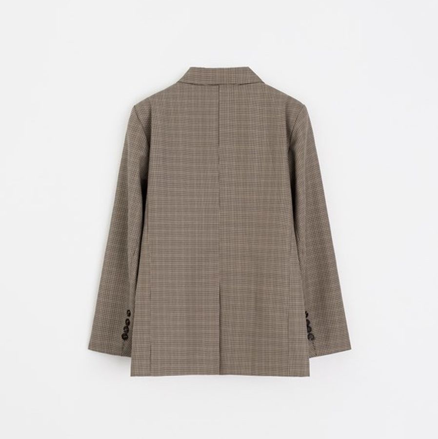 全新PAZZO千鳥格排釦西裝外套 咖 M. oversize-7
