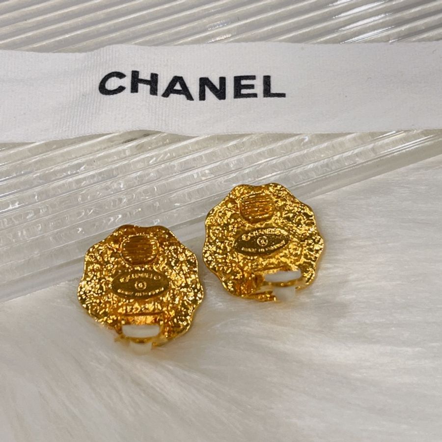 CHAENL 香奈兒VINTAGE 金色珍珠 多角造型耳環/耳夾/飾品-3