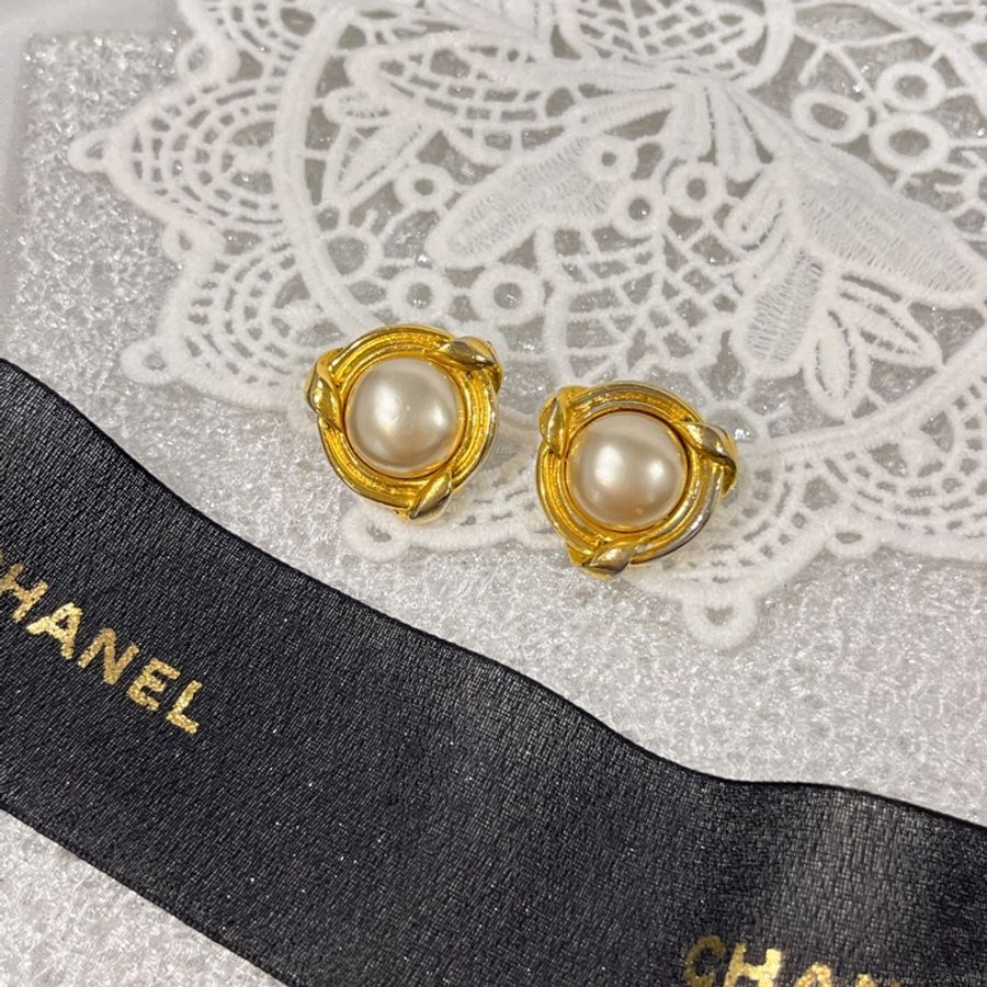 CHAENL 香奈兒VINTAGE 金色珍珠 造型耳環/耳夾/飾品-0