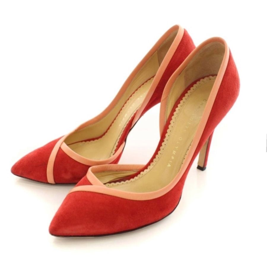 Charlotte Olympia CHARLOTTE OLYMPIA 淺口麂皮尖頭高跟鞋-0