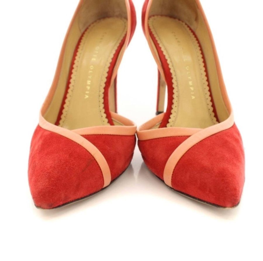 Charlotte Olympia CHARLOTTE OLYMPIA 淺口麂皮尖頭高跟鞋-2