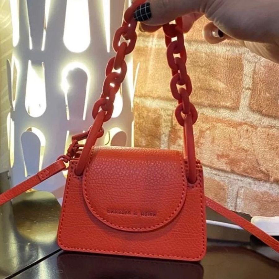 Charles & keith 新加坡 小ck CK2-50270420 粗鏈條翻蓋女手提包-1