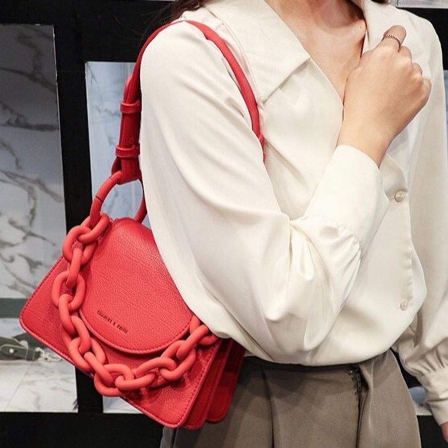 Charles & keith 新加坡 小ck CK2-50270420 粗鏈條翻蓋女手提包-4