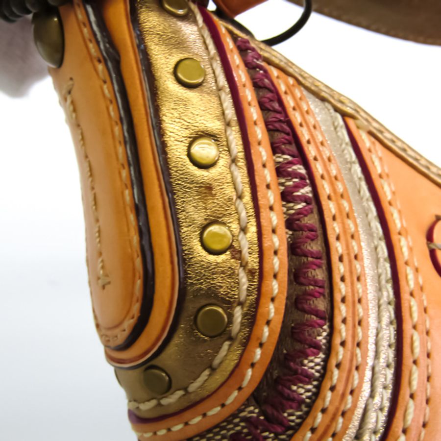 【日本直送】Coach Soho Signature Stitched Small Hobo 10482 女式帆布、皮革手提包、單肩包 米色、金色-5