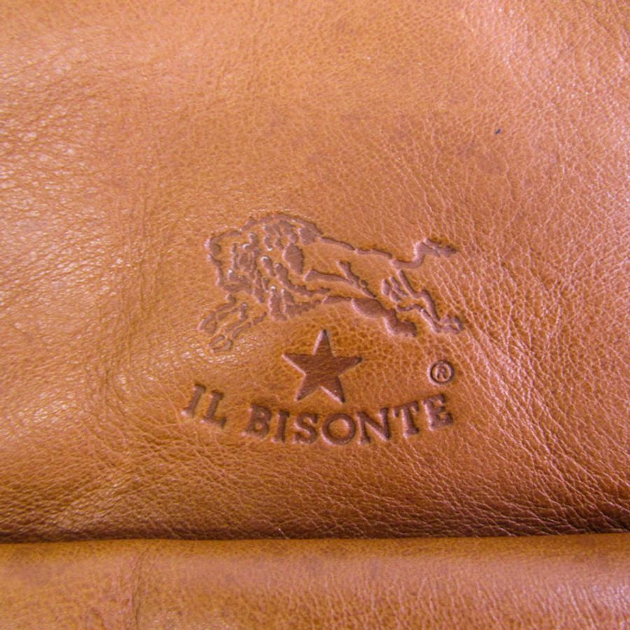 【日本直送】Il Bisonte 中性皮革,棉質單肩包 藍色,紅棕色-9