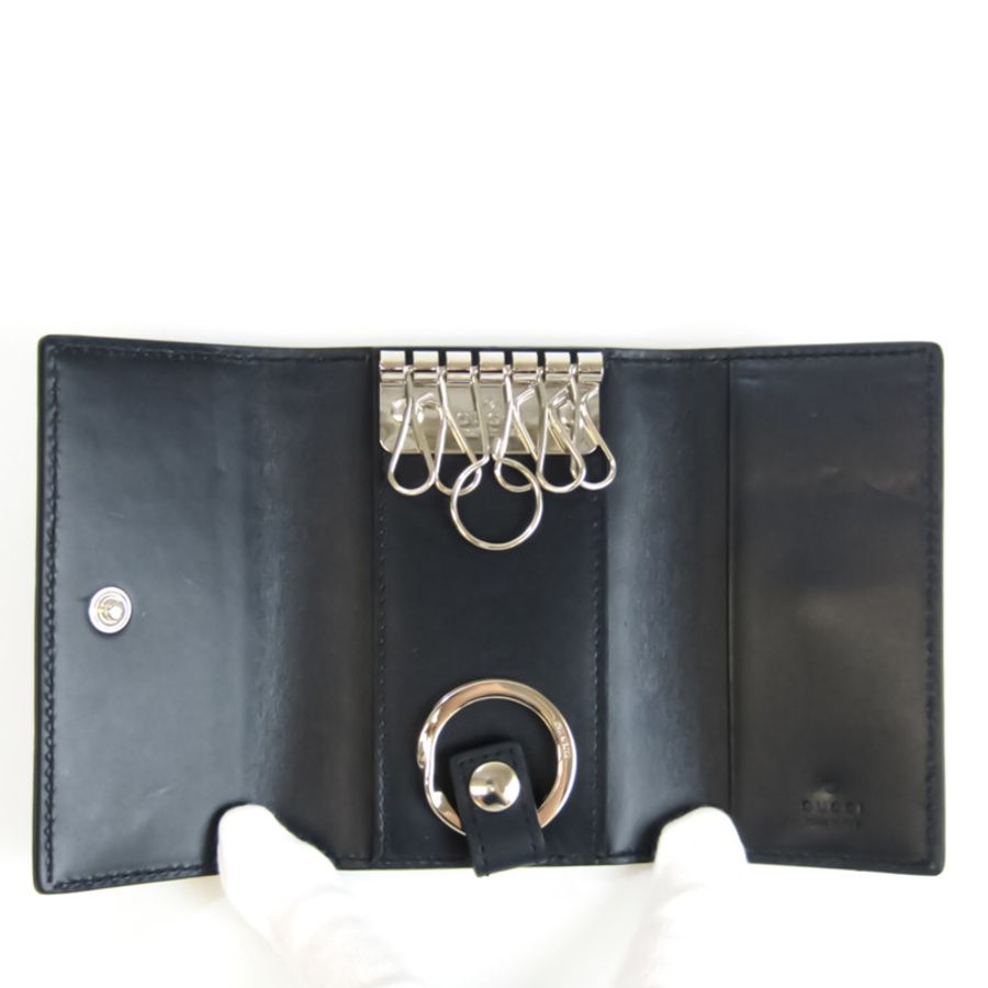 【日本直送】Gucci Guccissima 473924 中性皮革鑰匙包 海軍黑-2