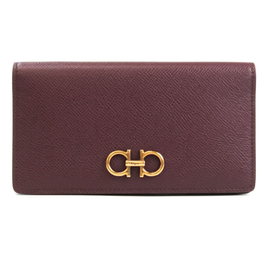 【日本直送】Salvatore Ferragamo Gancini 22d779-0726511 女士皮革長錢包(雙折)酒-0