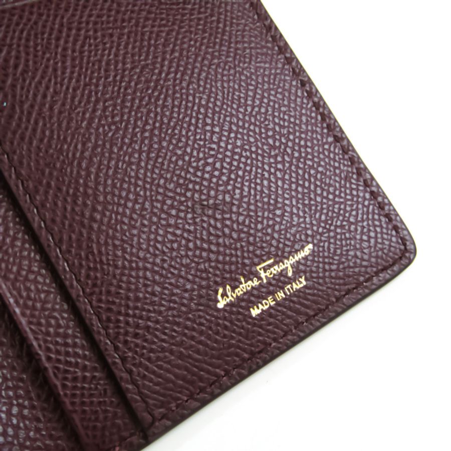 【日本直送】Salvatore Ferragamo Gancini 22d779-0726511 女士皮革長錢包(雙折)酒-5