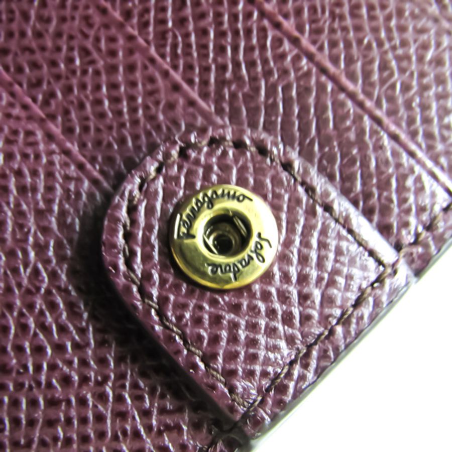 【日本直送】Salvatore Ferragamo Gancini 22d779-0726511 女士皮革長錢包(雙折)酒-6