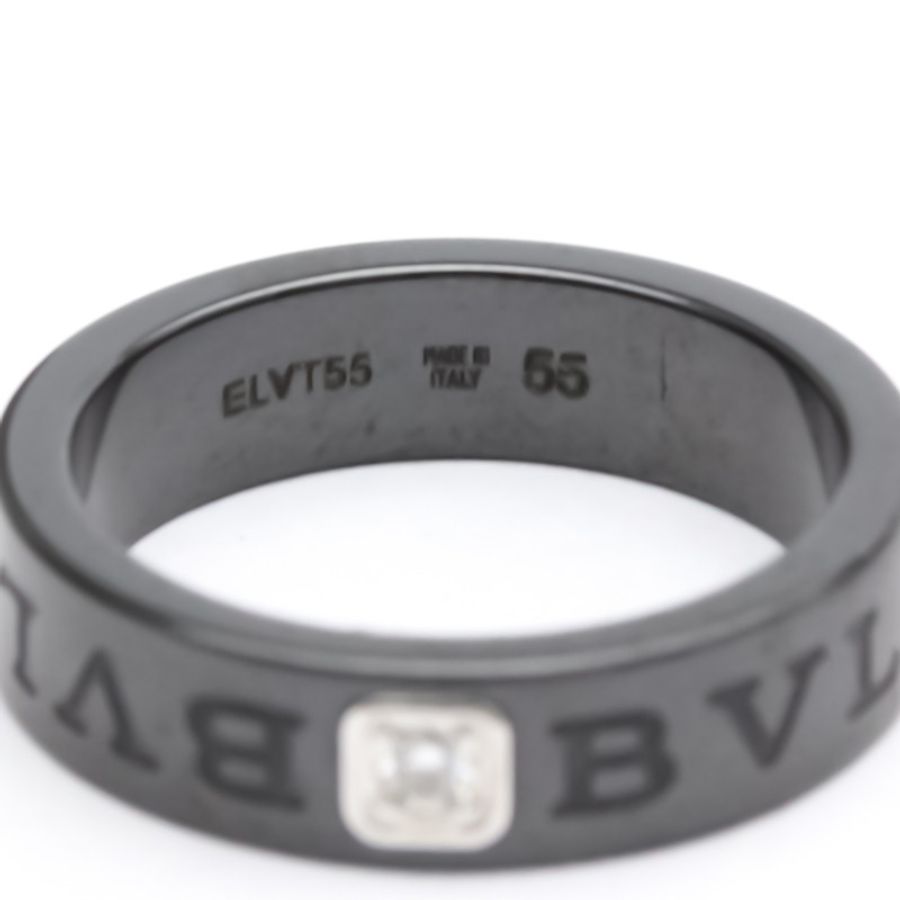 【日本直送】BVLGARI BVLGARI-BVLGARI 雙徽標戒指 #55 美國 7.5-8 鑽石陶瓷 BF553623-5