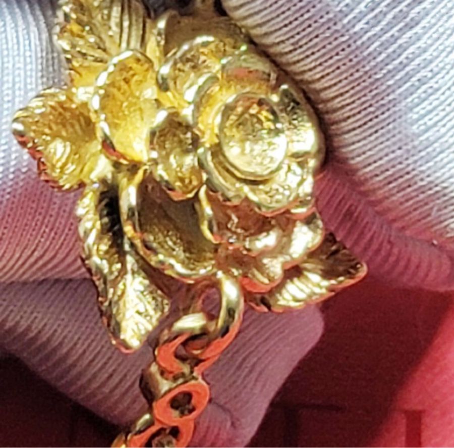 義大利名牌 Valentino Garavani 金花項鍊 超美的奢華氣質款-6