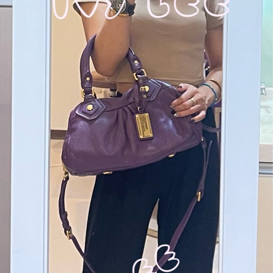 MARC BY MARC JACOBS 紫色 皮革 兩用包 肩背包 手提包 斜背包-9