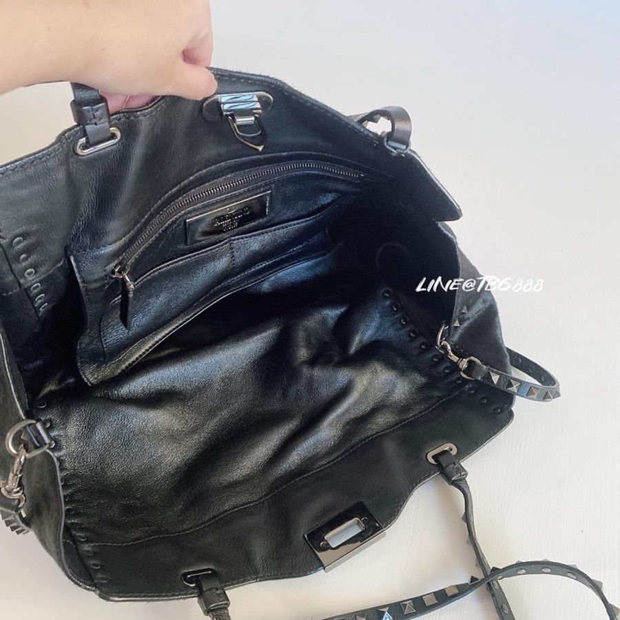 Valentino Garavani Rockstud 2way Bag 黑色馬毛鉚釘肩背斜背包-4