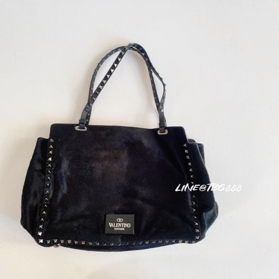 Valentino Garavani Rockstud 2way Bag 黑色馬毛鉚釘肩背斜背包-6