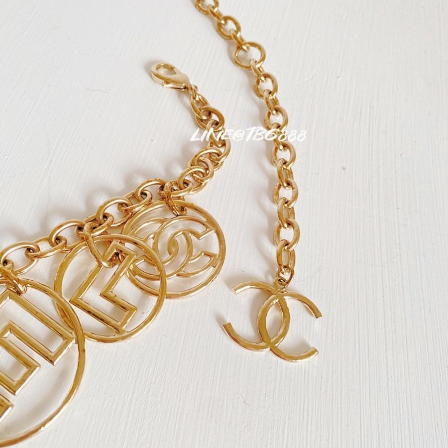 Chanel 古銅金簍空logo腰鍊-3