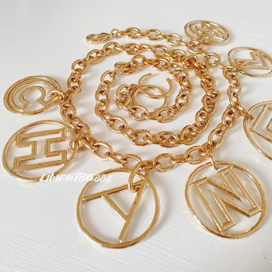 Chanel 古銅金簍空logo腰鍊-5