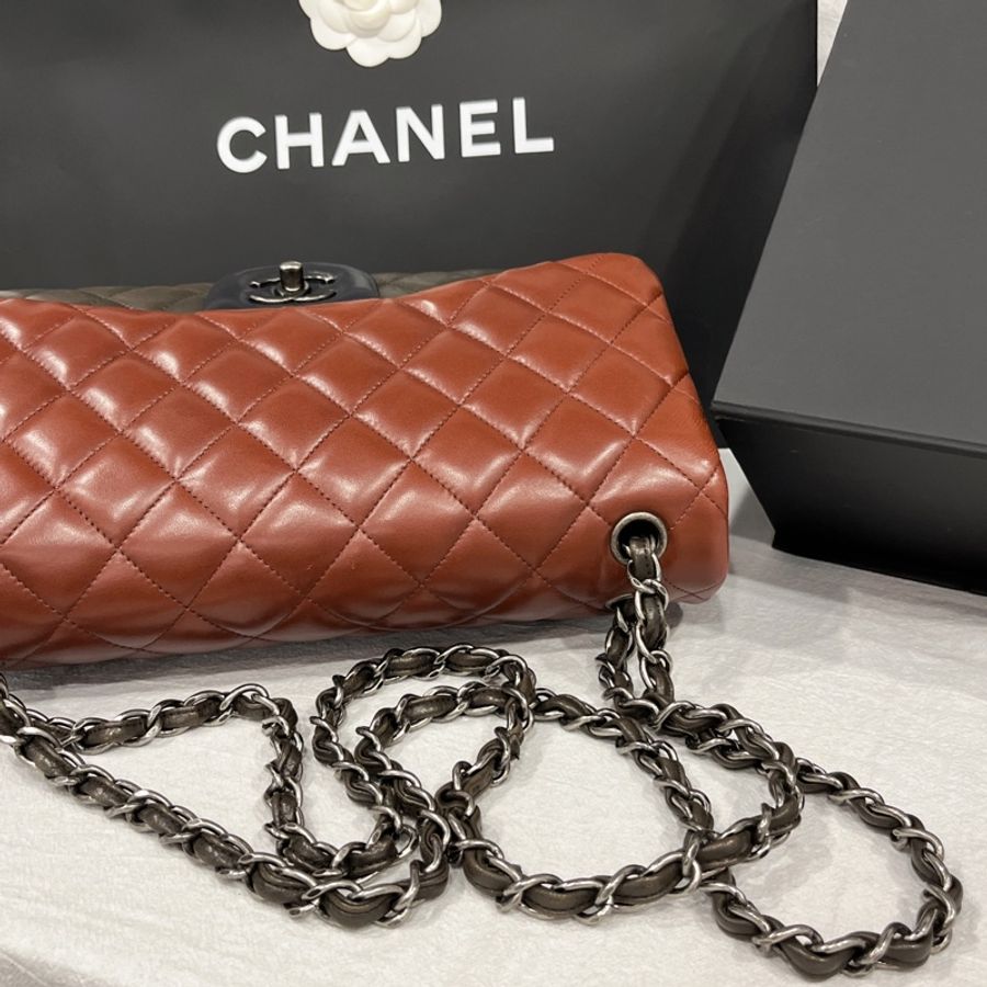 CHANEL 香奈兒 三拼色 復古扣COCO JUMBO 30公分 CF包/肩背包/斜背包-11