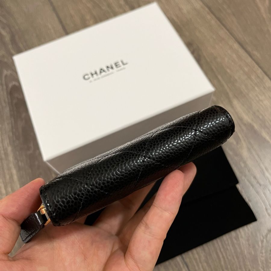 Chanel AP0216 黑色淡金釦零錢包-4