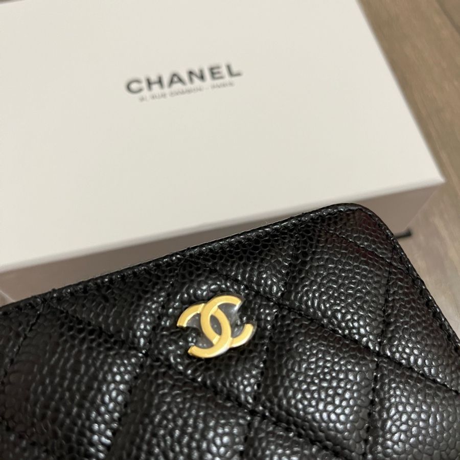 Chanel AP0216 黑色淡金釦零錢包-5