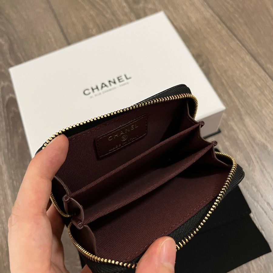 Chanel AP0216 黑色淡金釦零錢包-6
