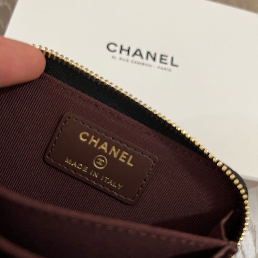 Chanel AP0216 黑色淡金釦零錢包-7