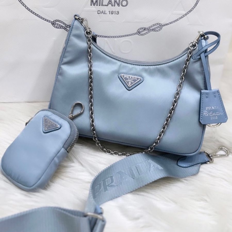 Prada Re-Edition 2005再生尼龍手袋-霧霾藍-2