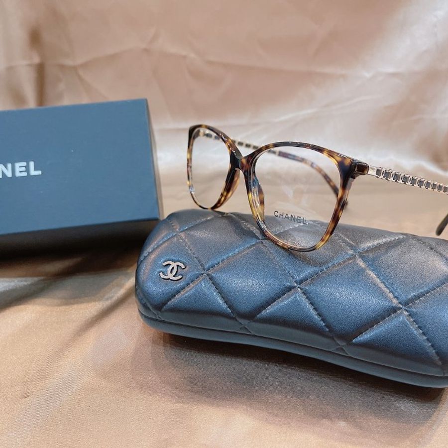 【現貨】麗睛眼鏡Chanel香奈兒眼鏡-CH3408Q(琥珀色)光學眼鏡/小香小羊皮穿鏈/香奈兒熱賣款眼鏡/香奈兒滿版LOGO眼鏡-3