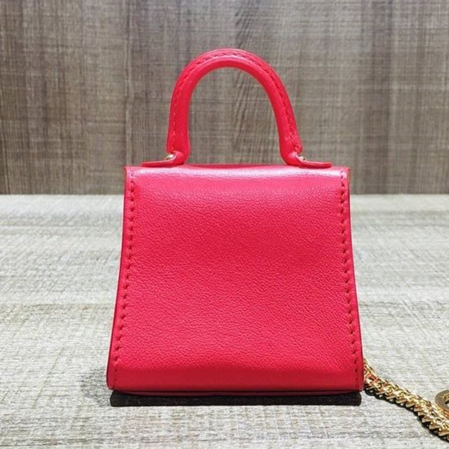 Delvaux 德爾沃 比利時皇室御用 桃紅色 掛件 迷你鑰匙小包-1