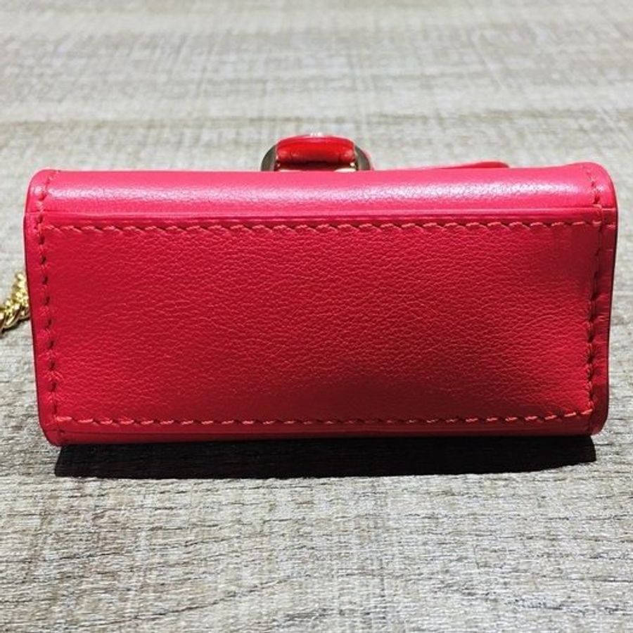 Delvaux 德爾沃 比利時皇室御用 桃紅色 掛件 迷你鑰匙小包-4