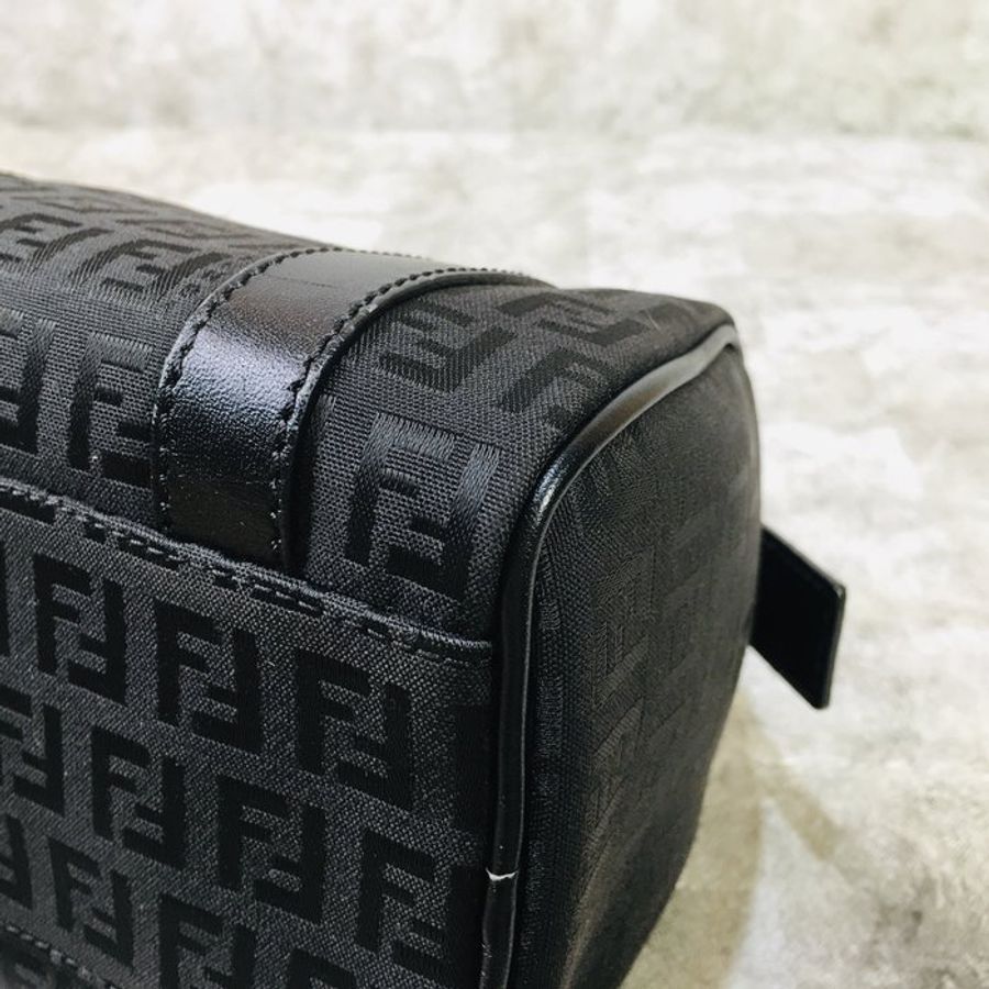 FENDI 芬迪 黑色老花緹花布 波士頓包 speedy 手提包/斜背包/肩背包-4