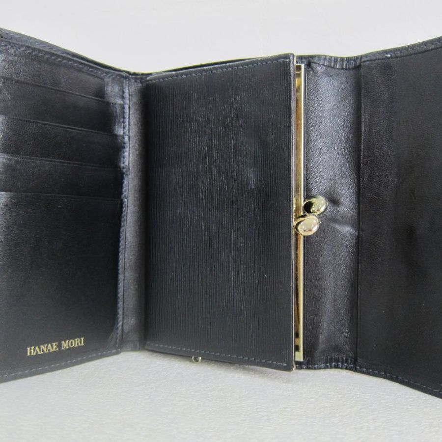 日本 HANAE MORI 森英惠 黑色金色LOGO中夾 -Vintage-古董包-4