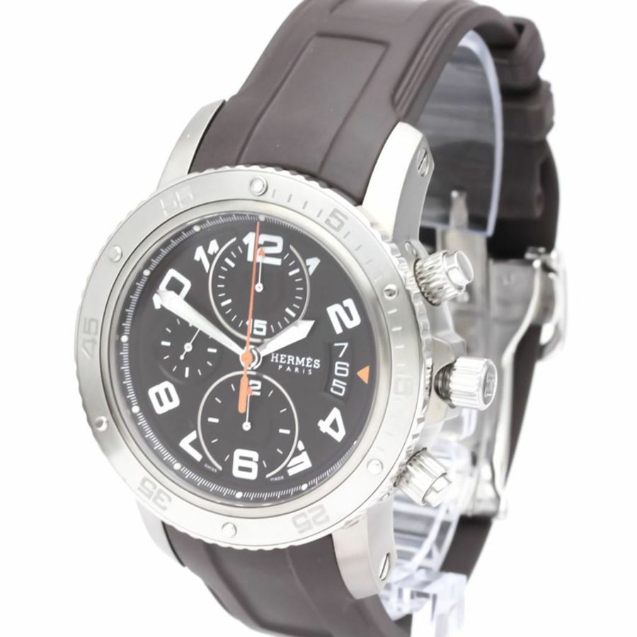 【日本直送】拋光 HERMES Clipper Diver 計時碼表鈦鋼手錶 CP2.941 BF553335-1