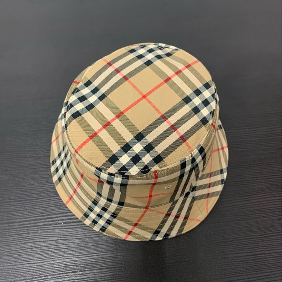 Burberry Vintage 格紋科技布料棉質漁夫帽(M)-6