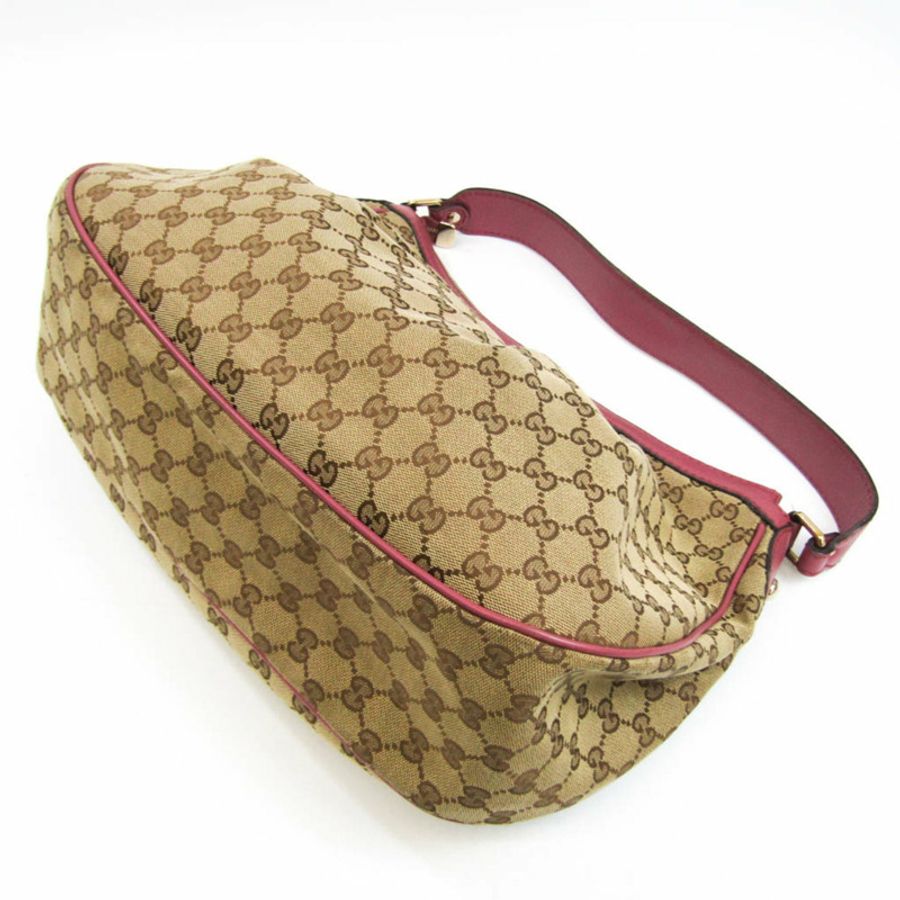 【日本直送】Gucci Sukey 232955 女士皮革，GG 帆布托特包米色，深棕色，粉色-1