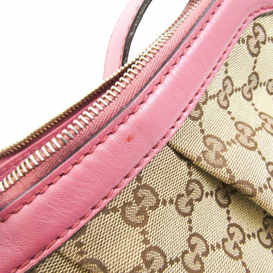 【日本直送】Gucci Sukey 232955 女士皮革，GG 帆布托特包米色，深棕色，粉色-6