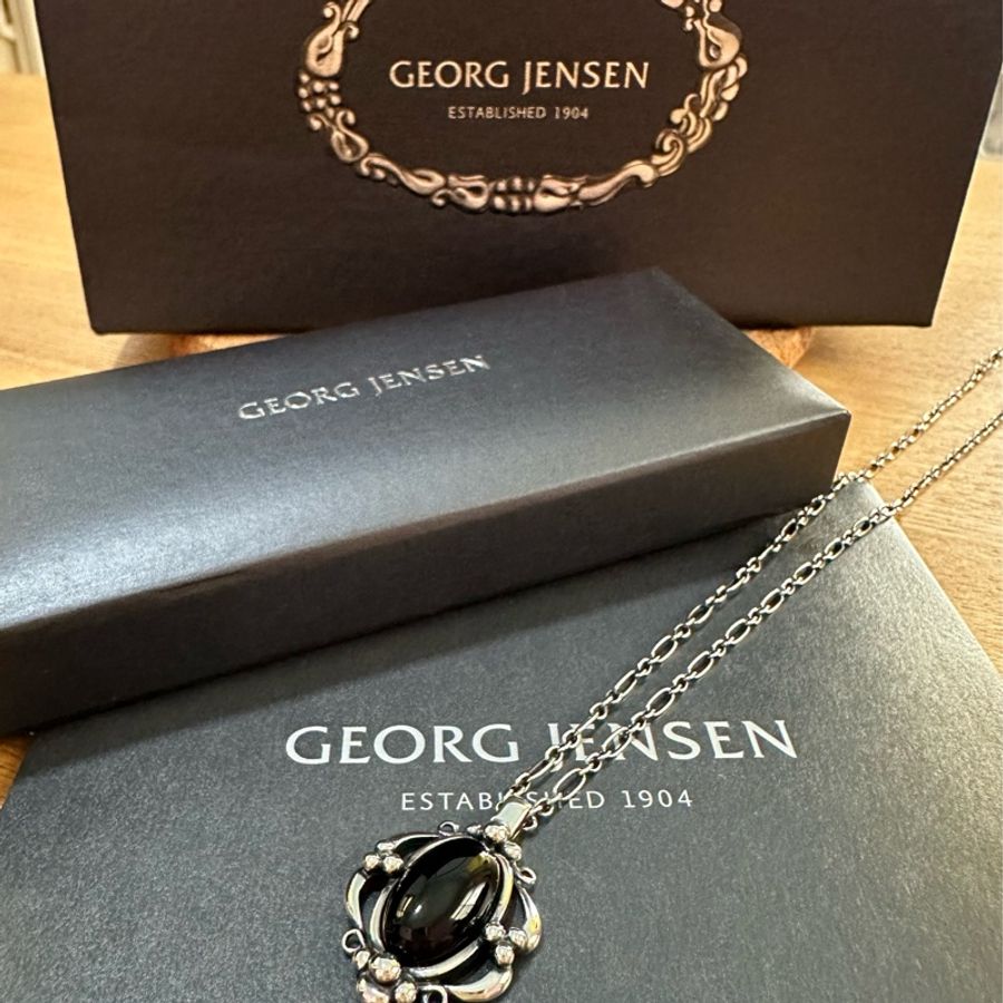 Georg Jensen 1989復刻黑瑪瑙項鍊-0