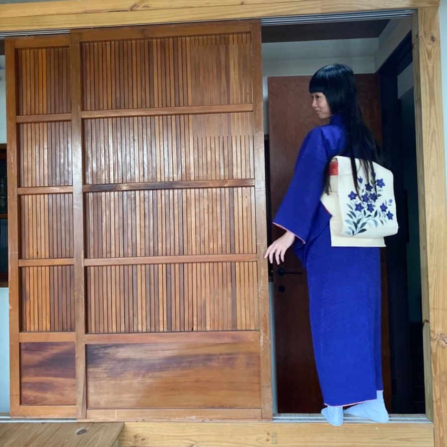 藏私·Collection_青紫色無地古著和服-1