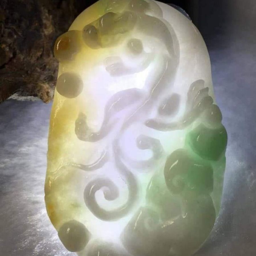 緬甸玉A貨-三彩玉三羊開泰項鍊-8