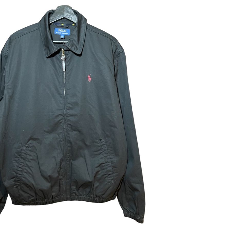 顛復古⚡️全新品Polo Ralph Lauren 黑色系紅馬經典府綢夾克哈靈頓外套❤️男女皆可 F1123019-3