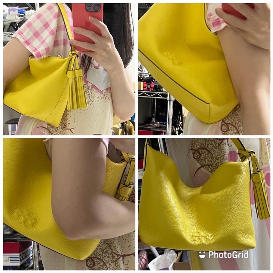 🍍TORY BURCH 流蘇裝飾手提 肩背包(黃)-8