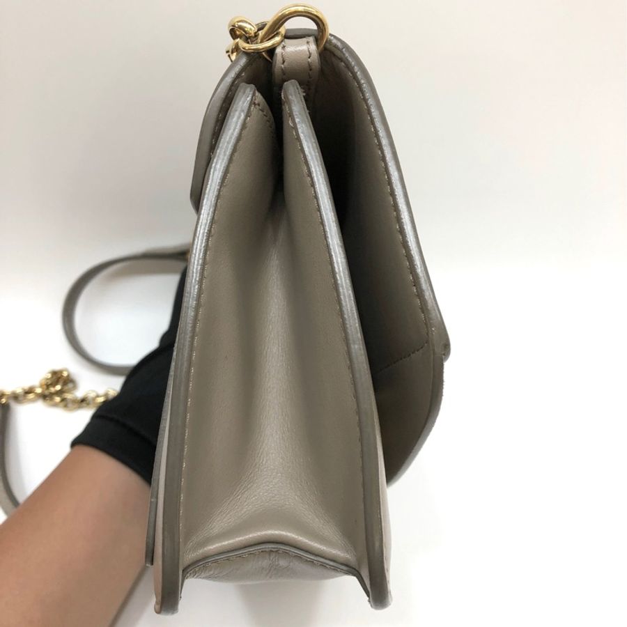 CHLOE C BAG系列牛皮翻蓋斜背鍊包(灰)-2
