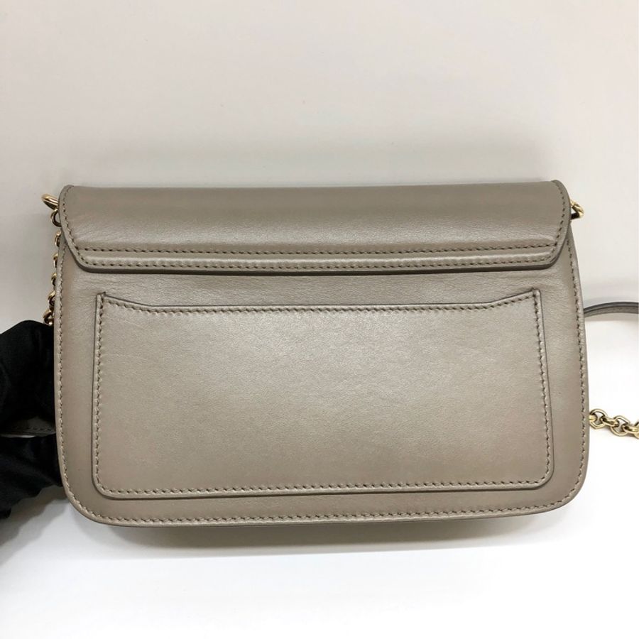 CHLOE C BAG系列牛皮翻蓋斜背鍊包(灰)-3