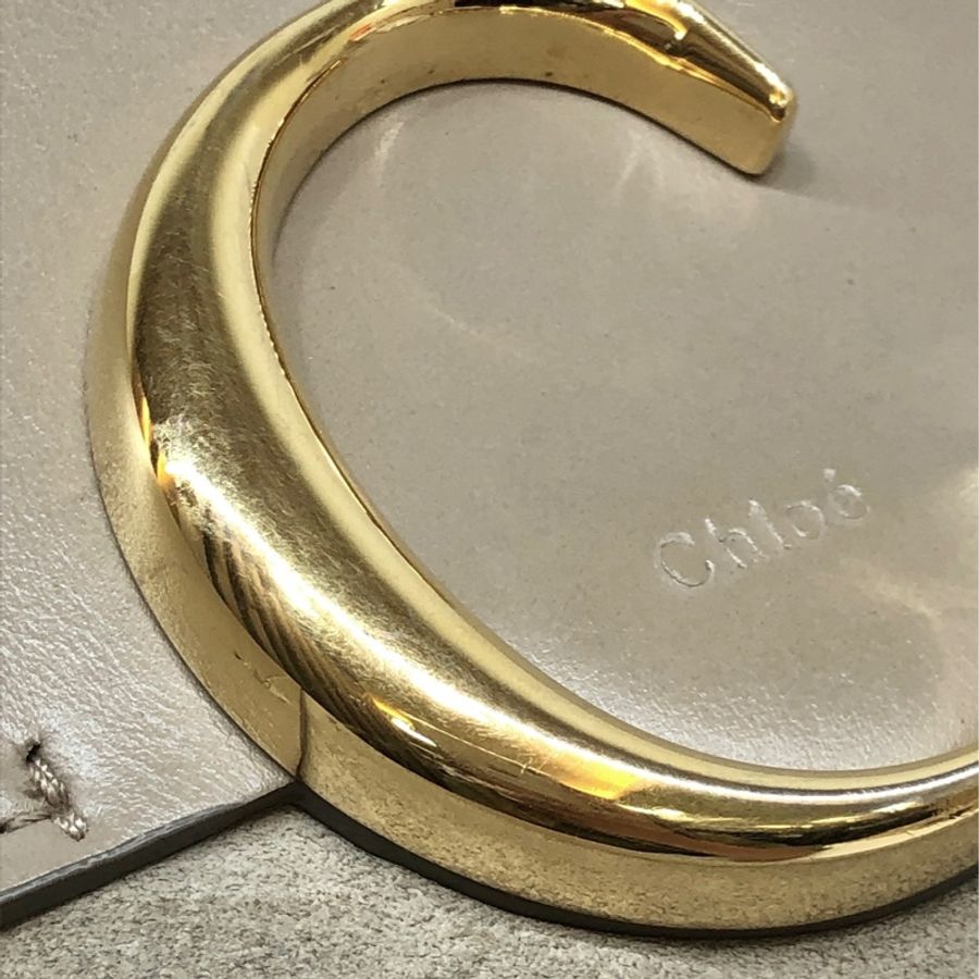 CHLOE C BAG系列牛皮翻蓋斜背鍊包(灰)-13