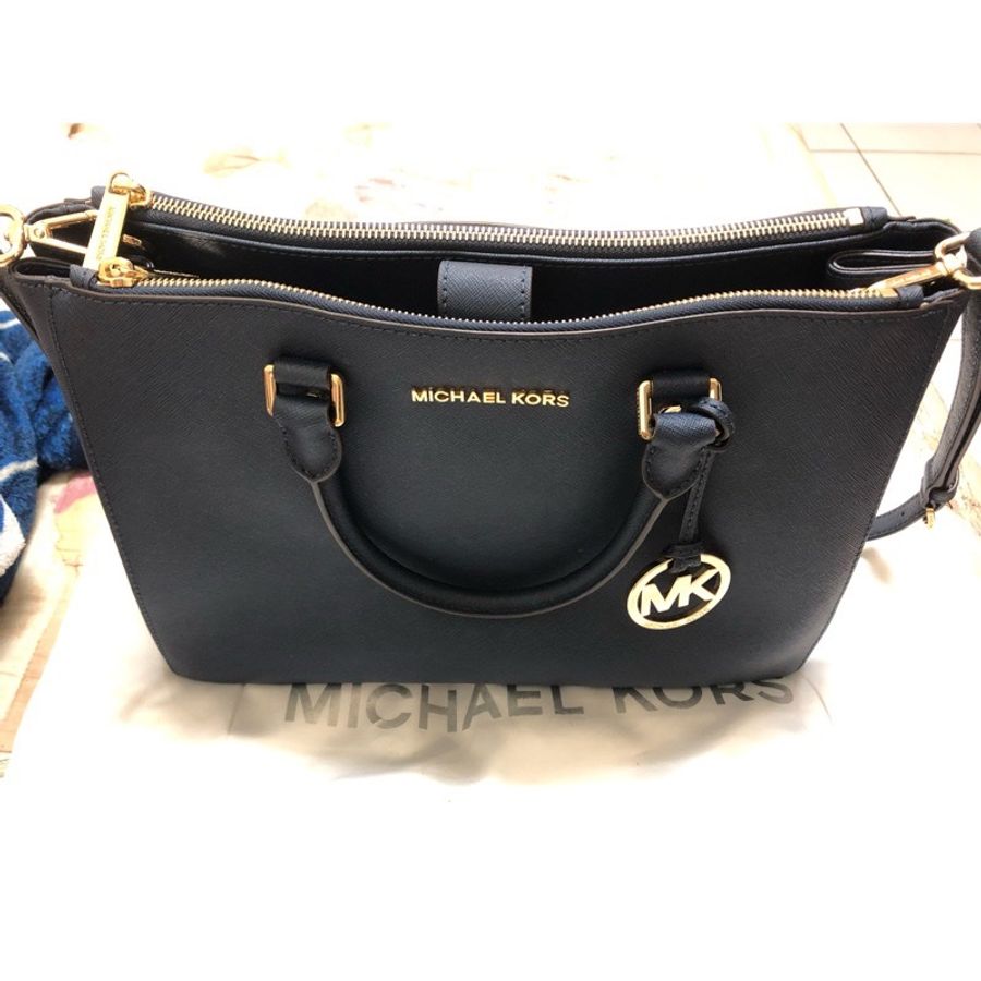 Michael Kors 金字 防刮皮革手提斜背兩用殺手包 (大號)-0