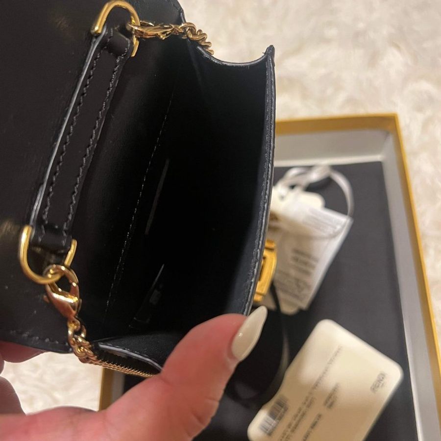 Fendi芬迪 黑色皮質手機包-2