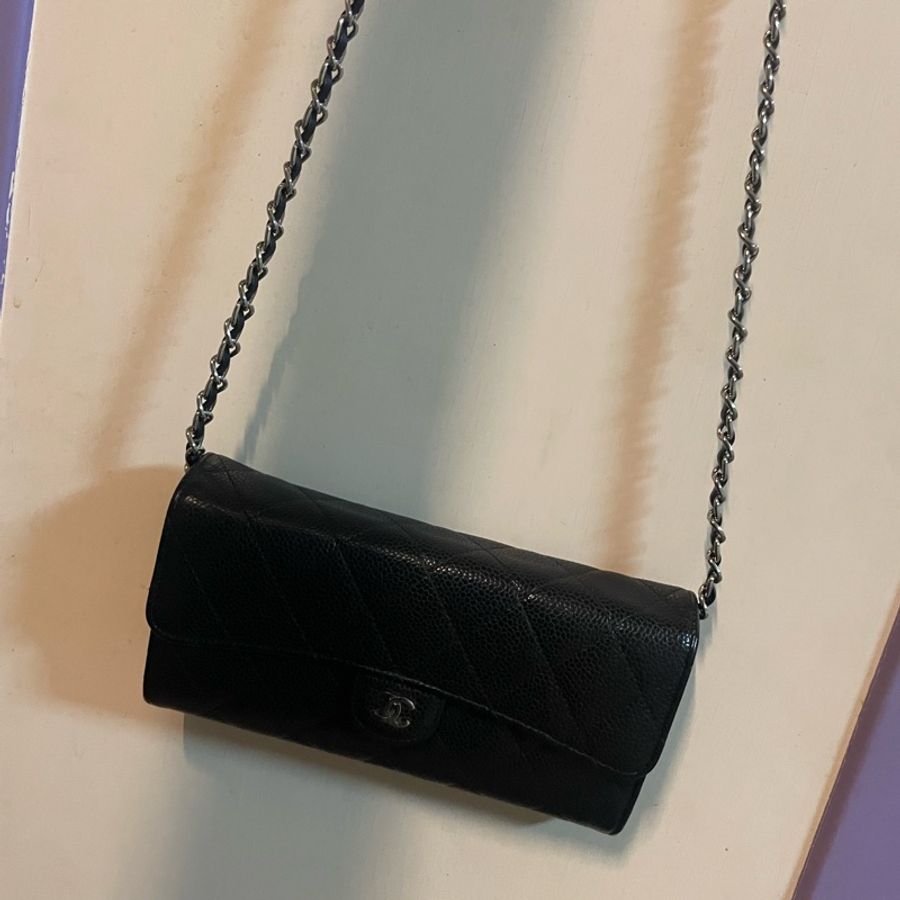 Chanel格菱小羊皮長夾-15