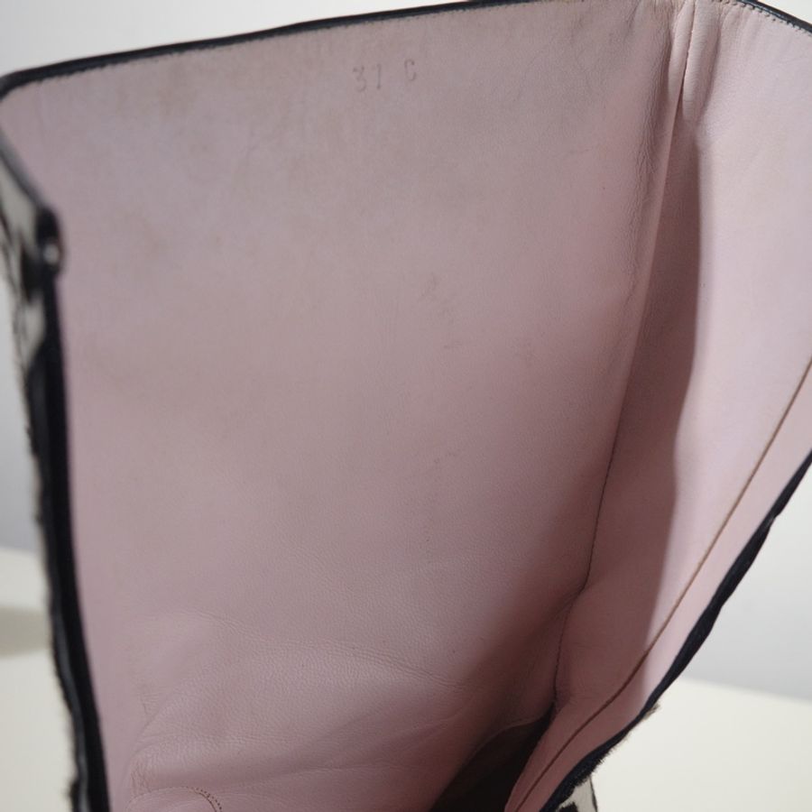 Celine 馬毛動物紋方頭中筒靴-1