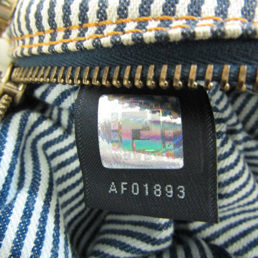 【日本直送】Fendi Spy 8BL078 女士皮革,牛仔手提包海軍藍,灰白色-9